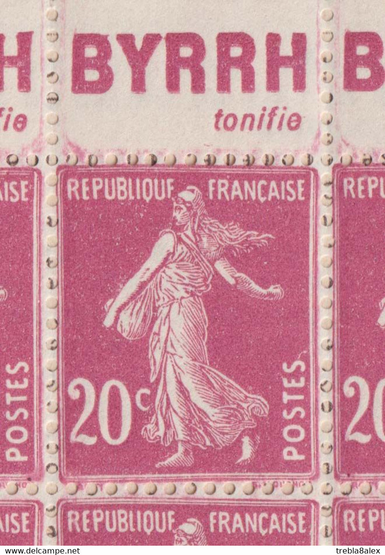 Semeuse N°190 Carnet De 20 Timbres  20c Lilas Rose Avec Bande Publicitaire, Daté - 1906-38 Semeuse Con Cameo