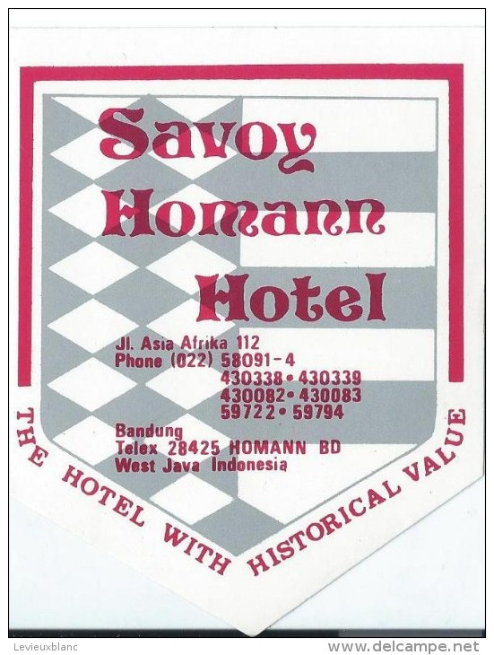 Etiquette Valise Et Malle/ Hotel/ ASIE/ Savoy Homann Hotel / West JAVA/ Indonésie/Années 1980 EVM65ter - Adesivi Di Alberghi