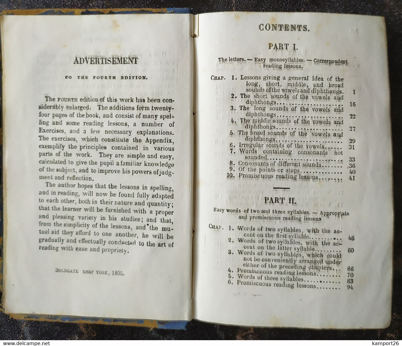 1804 ENGLISH SPELLING BOOK Capacities Of Children LINDLEY MURRAY - Éducation/ Enseignement