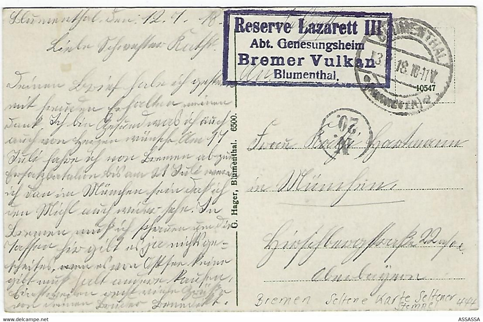 DEUTSCHLAND - SELTEN - BLUMENTHAL I. HANN - ALTER TURM -1918 - Stempel FELDPOST - Autres & Non Classés