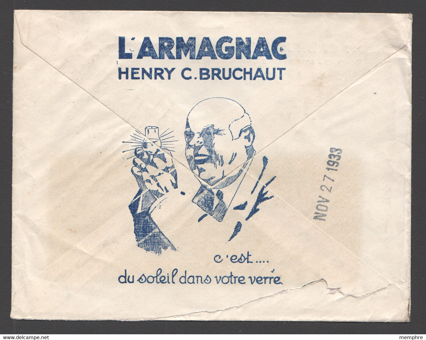 1933 Lettre De Gondrin Yv 288 Daguin  Publicité Armagnac - 1921-1960: Période Moderne