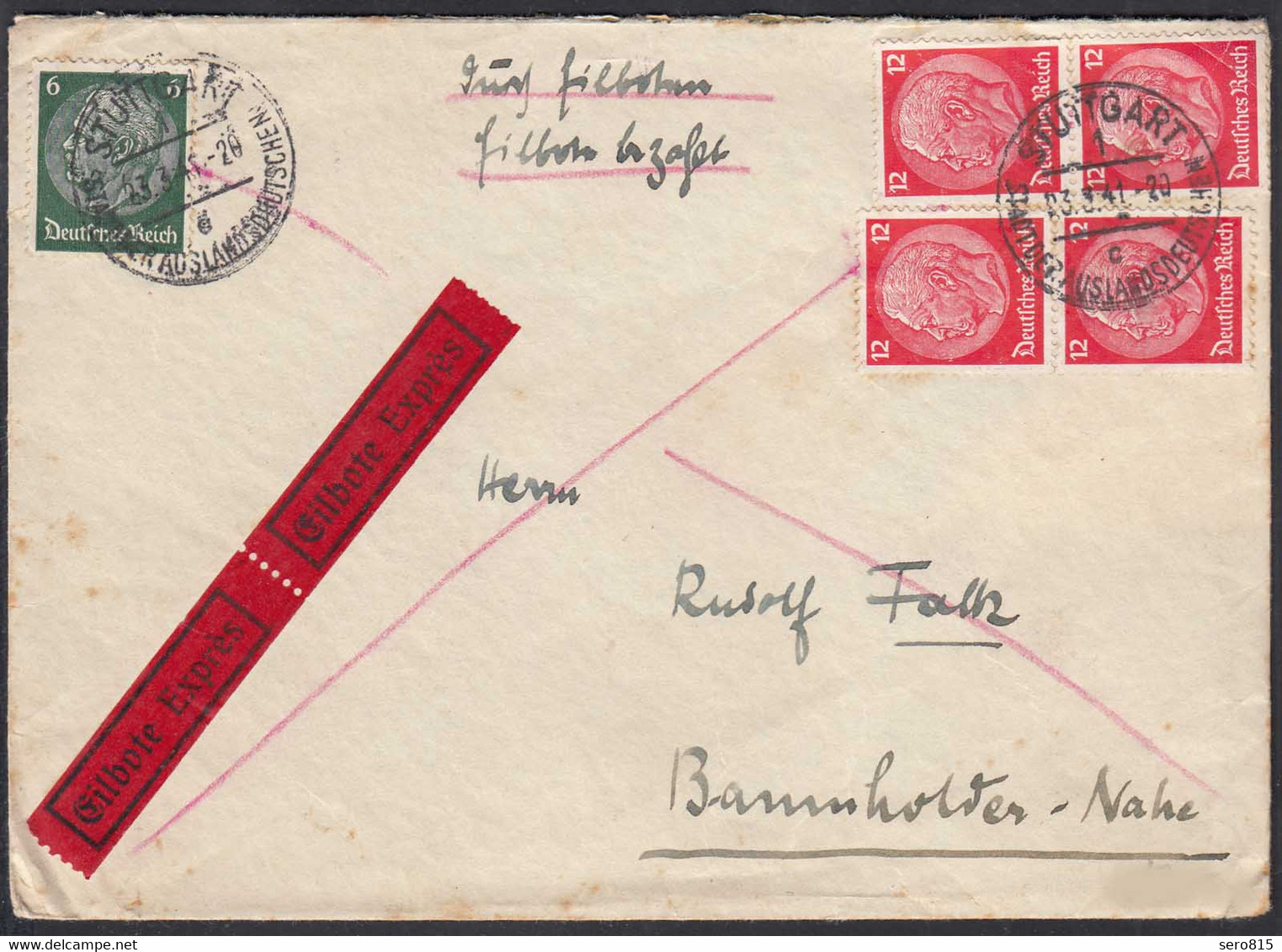 DEUTSCHES REICH 1941 Eilboten Express Brief Nach Baumholder   (65160 - Otros & Sin Clasificación