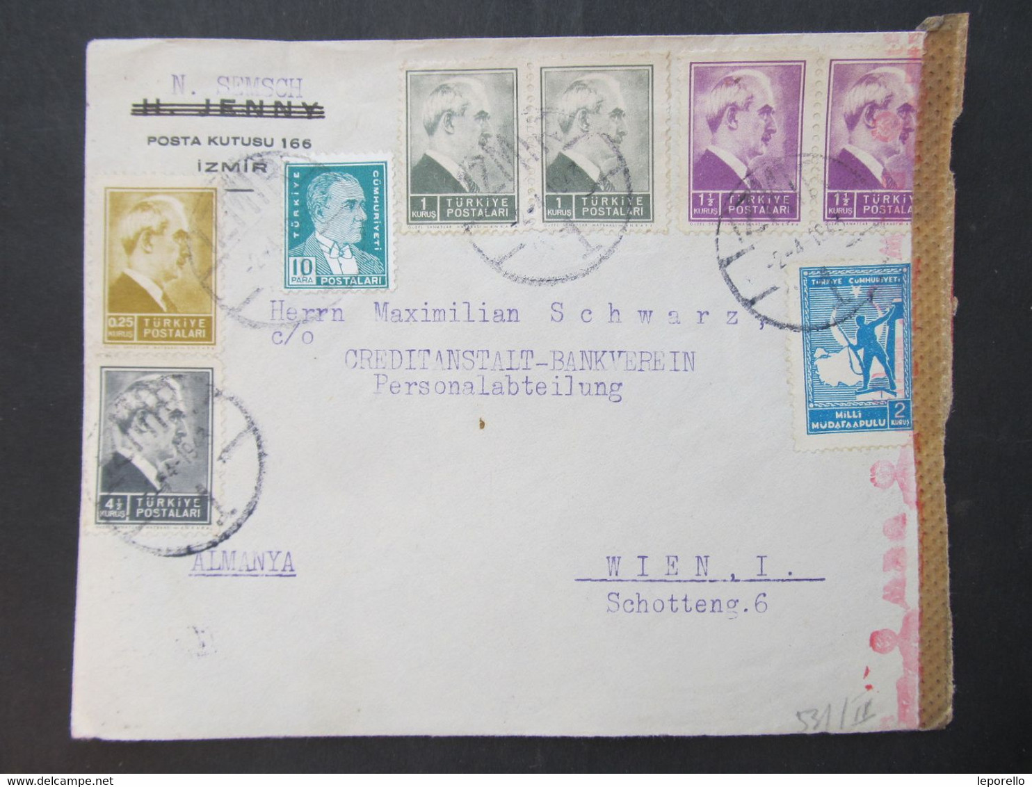 BRIEF Izmir - Wien Zensur 1943  ///   D*49504 - Lettres & Documents