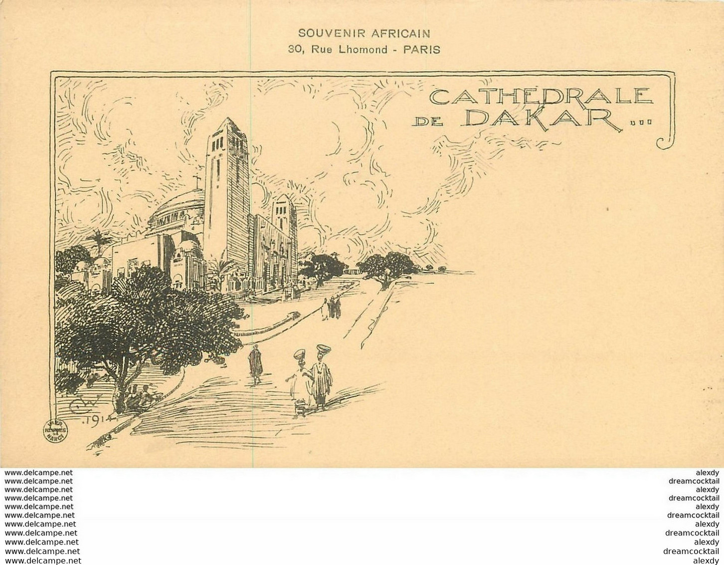 SENEGAL. Cathédrale De Dakar Dessin De 1914 - Senegal