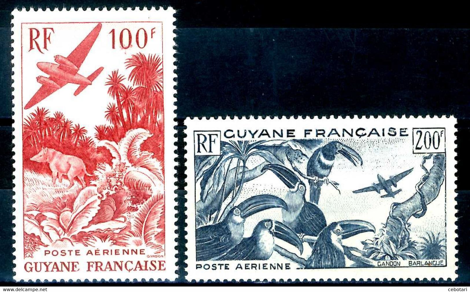 GUYANE FRANCAISE 1947** - Poste Aerienne - 2 Val. MNH - Other & Unclassified