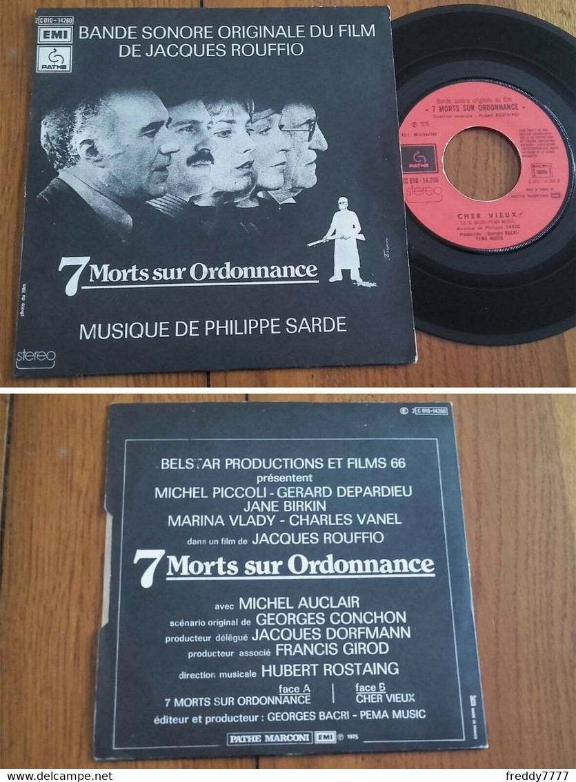 RARE French SP BOF OST 45t RPM (7") "7 MORTS SUR ORDONNANCE" (1975) - Filmmusik