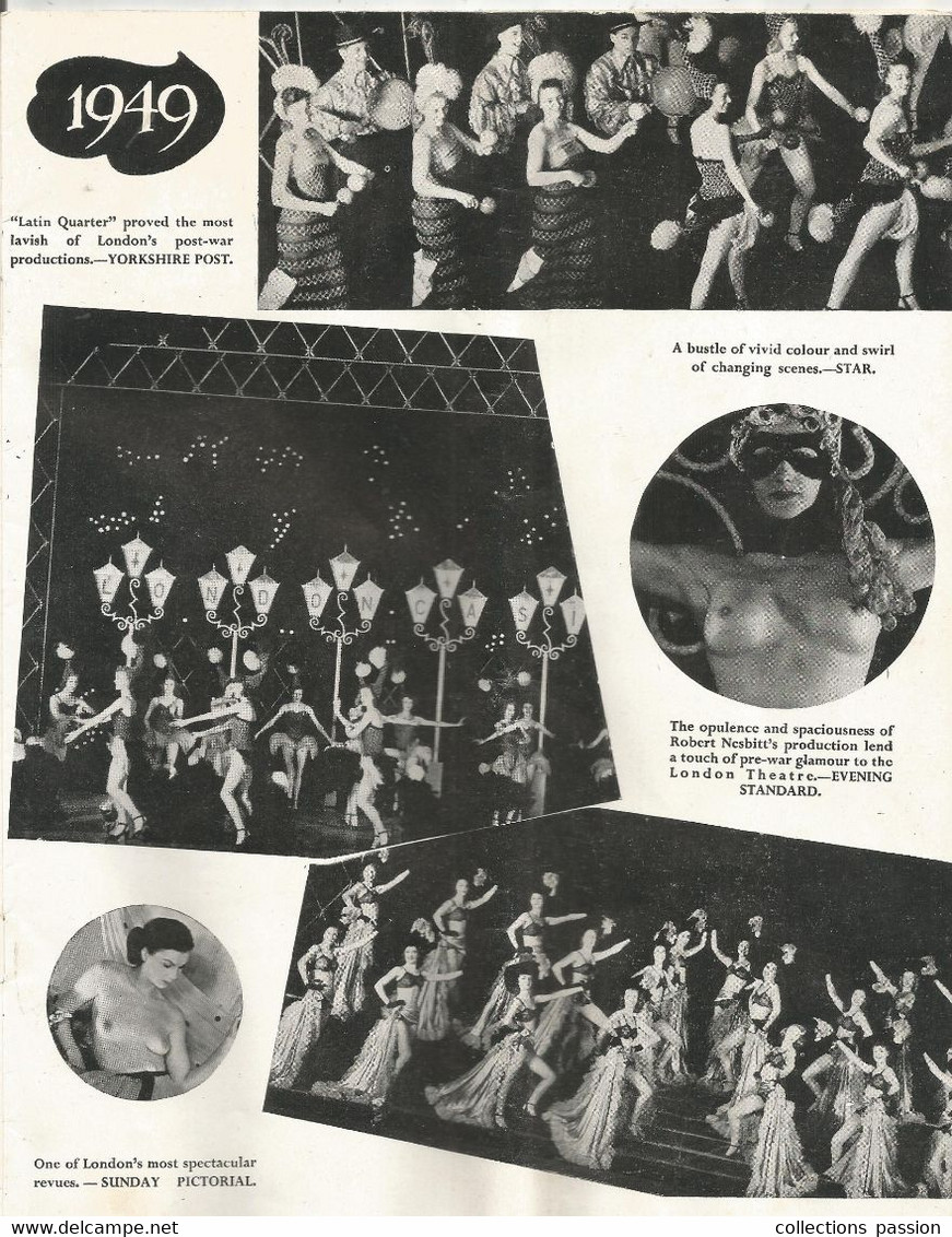 Publicité, Souvenir, LATIN QUARTER, Revues Past And Present,, London, Casino,revues, 1949-1951, 18 Pages, Frais Fr 2.75e - Advertising