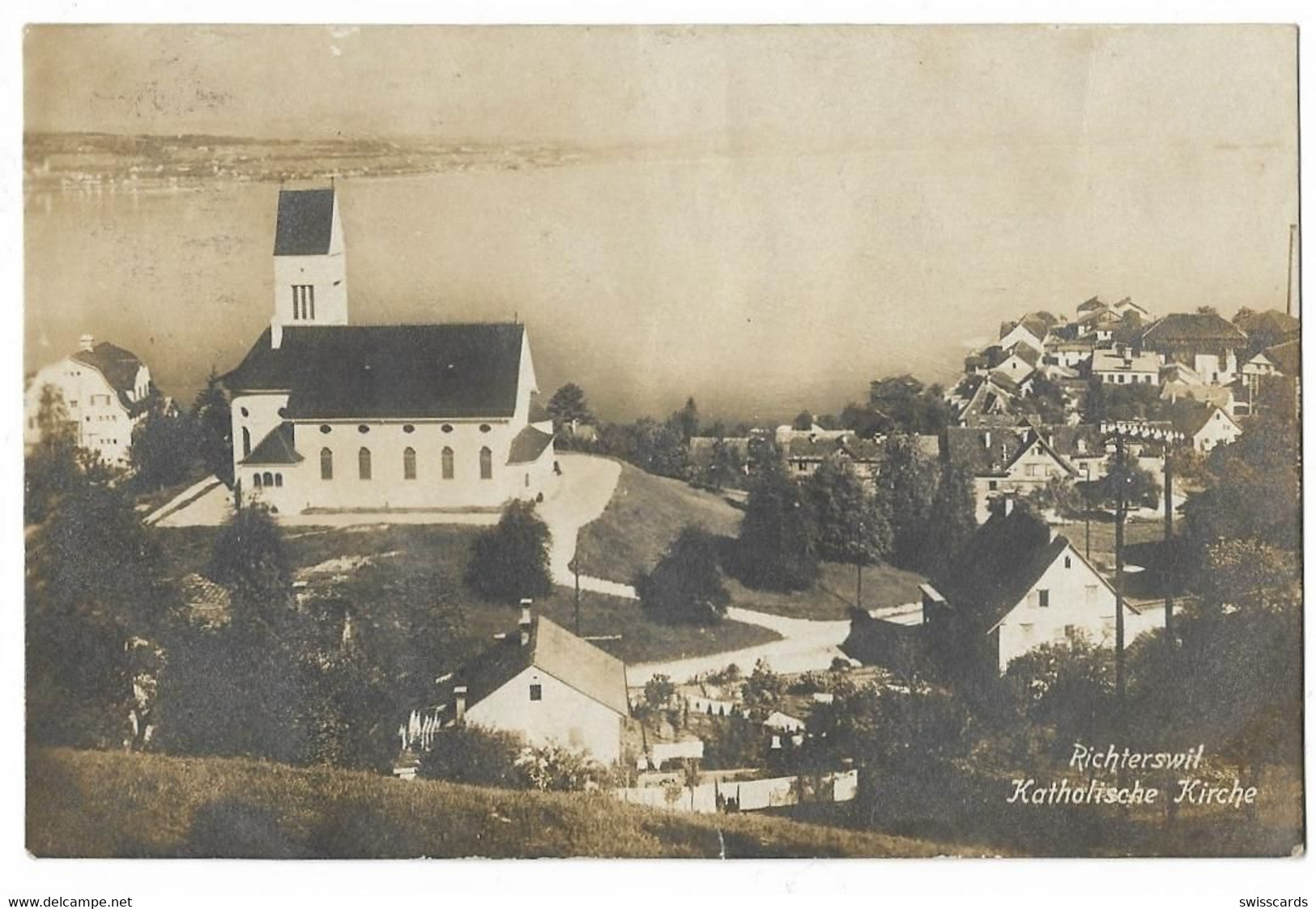 RICHTERSWIL: Quartier Um Kath. Kirche, Echt-Foto-AK 1921 - Richterswil