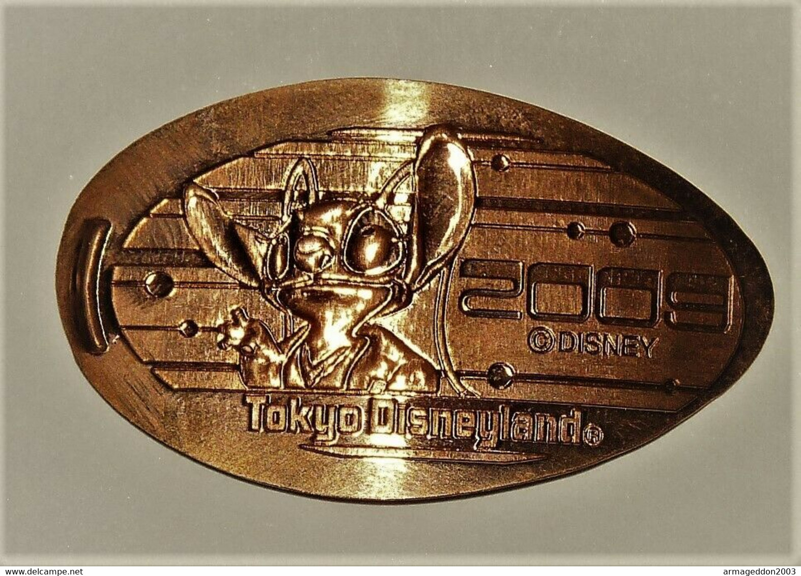 Pressed Coin Souvenir Medallion Médaillon Medaille Stich 2009 Tokyo Disneyland - Pièces écrasées (Elongated Coins)