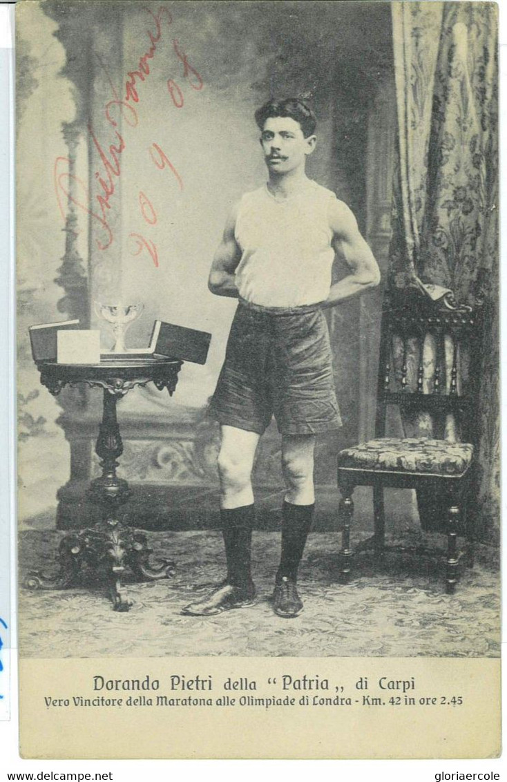 BK1879 - Autograph - OLYMPIC GAMES Athlete 1908: Dorando Pietri MARATHON "WINNER" - Estate 1908: Londra