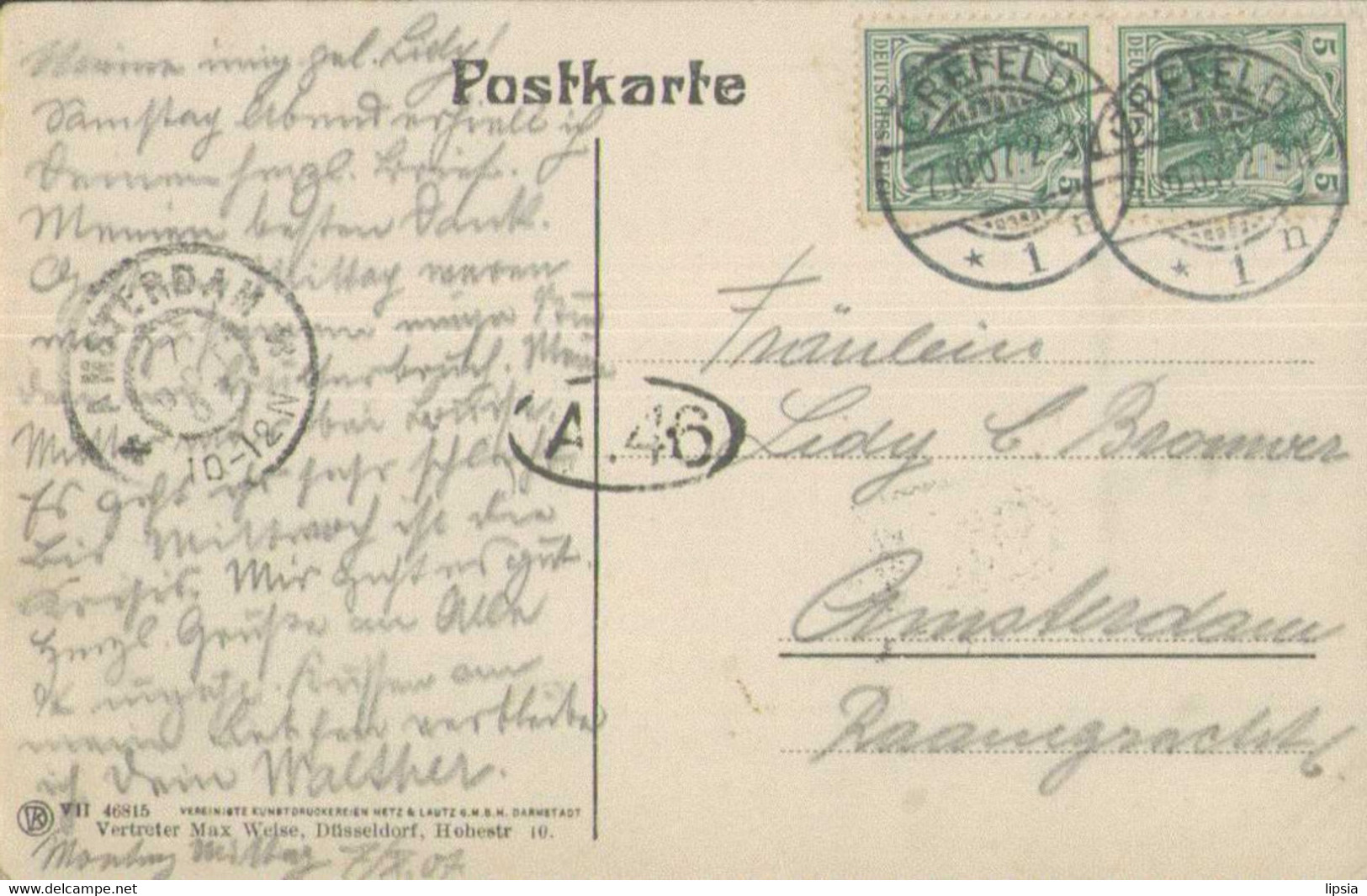 Krefeld, Gesamtansicht, Postkarte 1907, Deutschland, Nordrhein-Westfalen - Krefeld