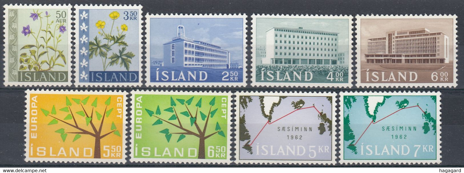 ++G2489. Iceland 1962. Year Set. AFA 360-68. Michel 359-67. MNH(**) - Volledig Jaar