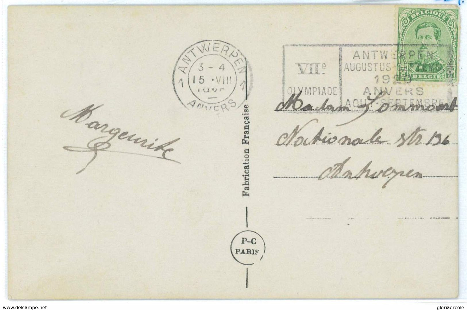 BK1886 - BELGIUM - POSTAL HISTORY - RARE Olympic Games  EXPO 1920  POSTMARK - Ete 1920: Anvers