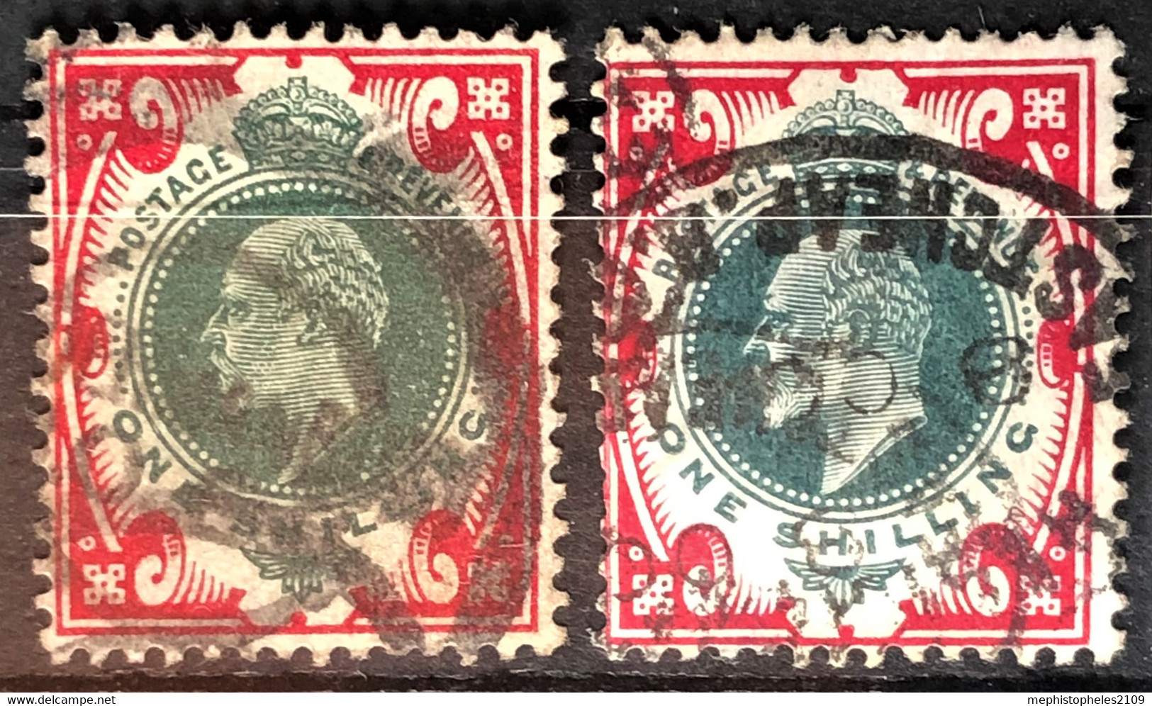GREAT BRITAIN 1911 - Canceled - Sc# 138a, 138b - 1sh - Used Stamps