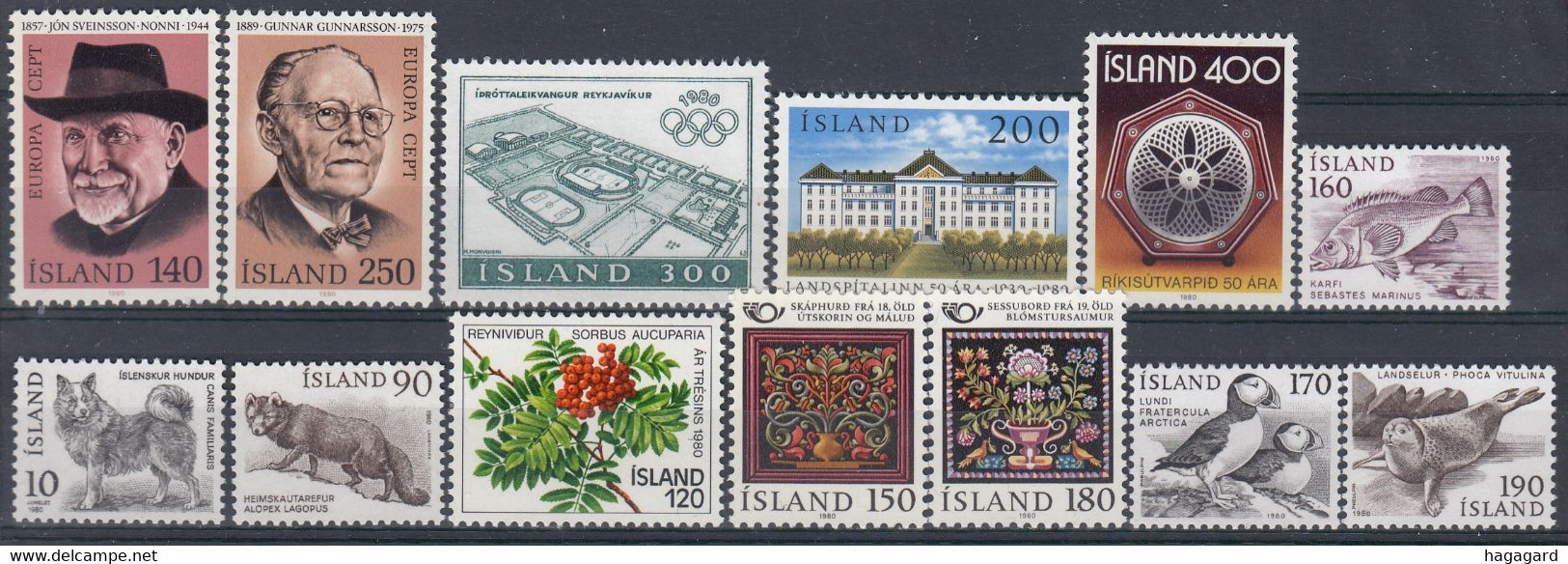 ++G2505. Iceland 1980. Year Set. AFA 551-63. Michel 556-62. MNH(**) - Komplette Jahrgänge