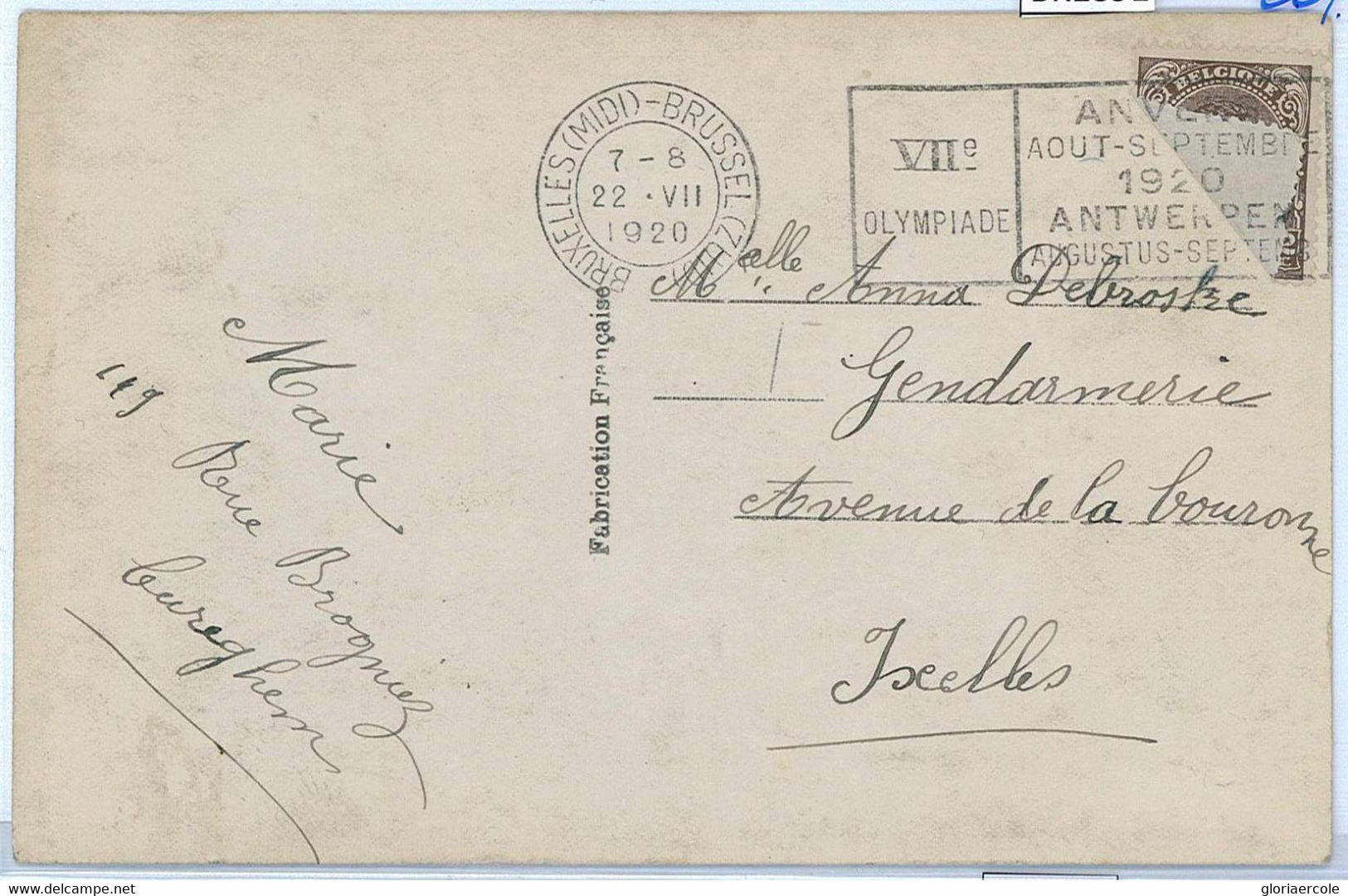 BK1891 - BELGIUM - POSTAL HISTORY -  Olympic Games  EXPO 1920  POSTMARK - Verano 1920: Amberes (Anvers)