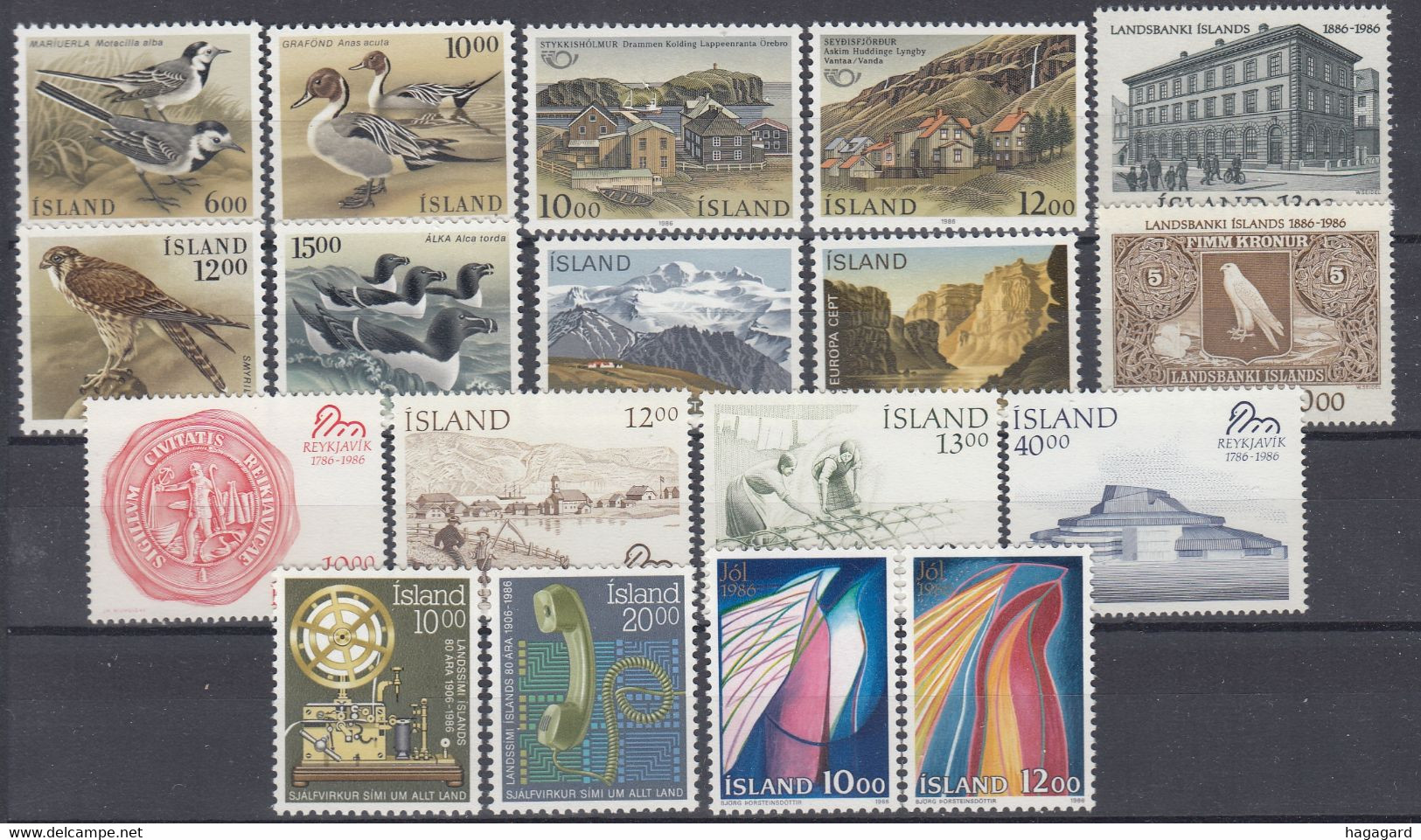 ++G2507. Iceland 1986. Year Set (excl. Bloc (*)). AFA 643-61. Michel 644-63. MNH(**) - Komplette Jahrgänge