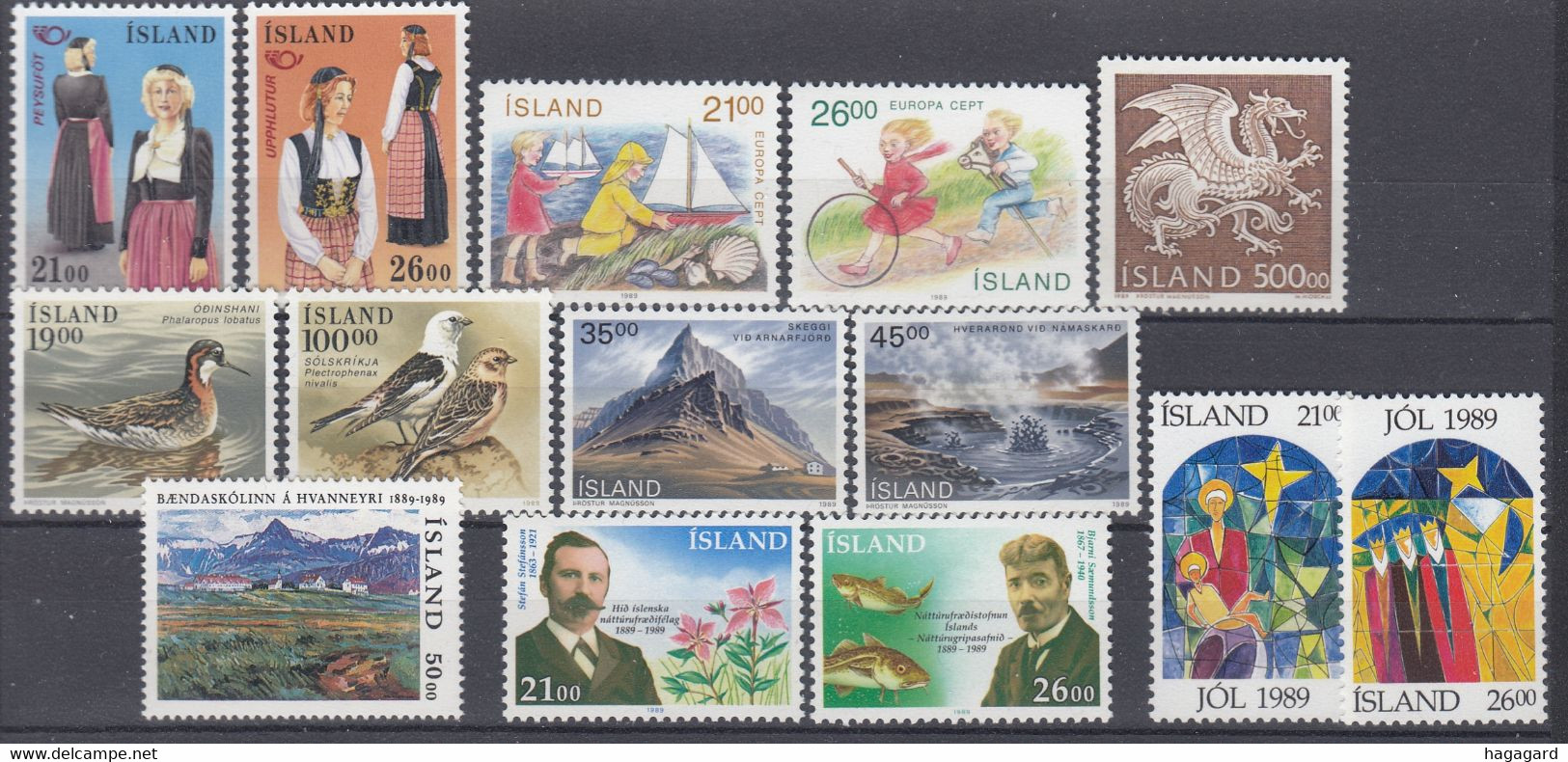 ++G2511. Iceland 1989. Year Set (excl. Bloc (*)). AFA 696-710. Michel 697-713. MNH(**) - Komplette Jahrgänge