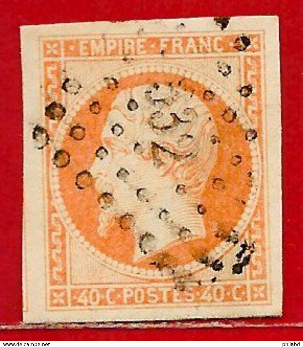 France N°16 Napoléon 40c Orange (PC 332 Beauvais) 1853 O - 1853-1860 Napoleon III