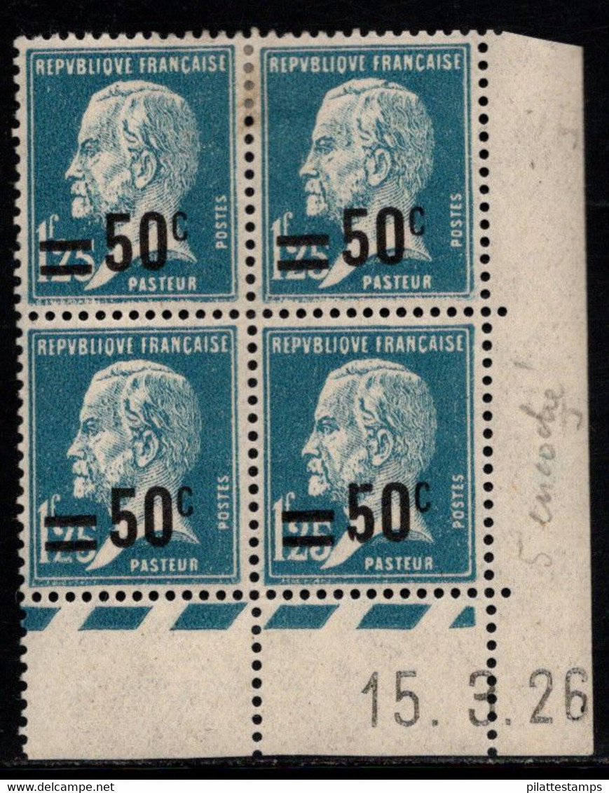 FRANCE N°222* TYPE PASTEUR COIN DATE DU 15/3/26 - ....-1929