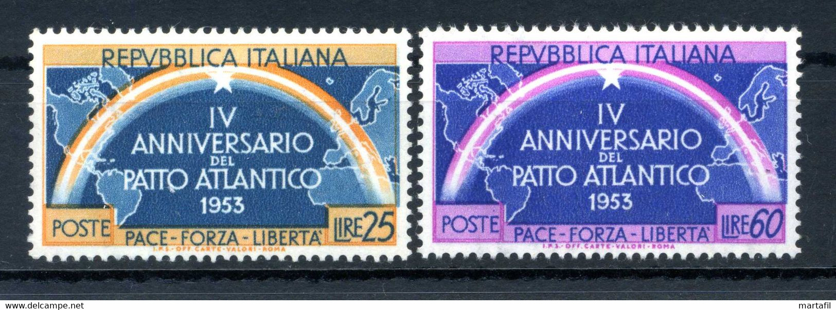 1953 REP. IT. SET MNH ** 723/724 4° Anniversario Del Patto Atlantico - 1946-60: Neufs