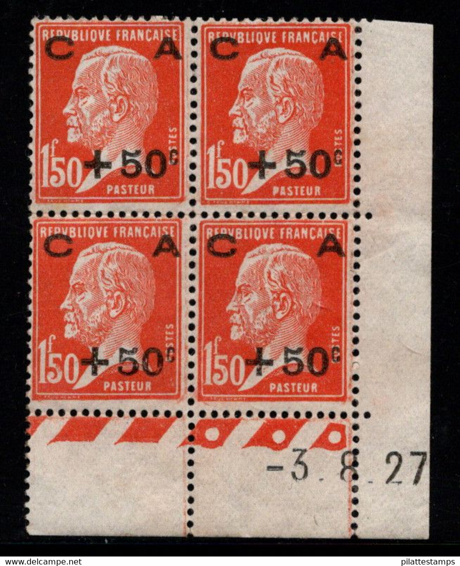 FRANCE N°248* TYPE PASTEUR COIN DATE DU 3/8/27 - ....-1929