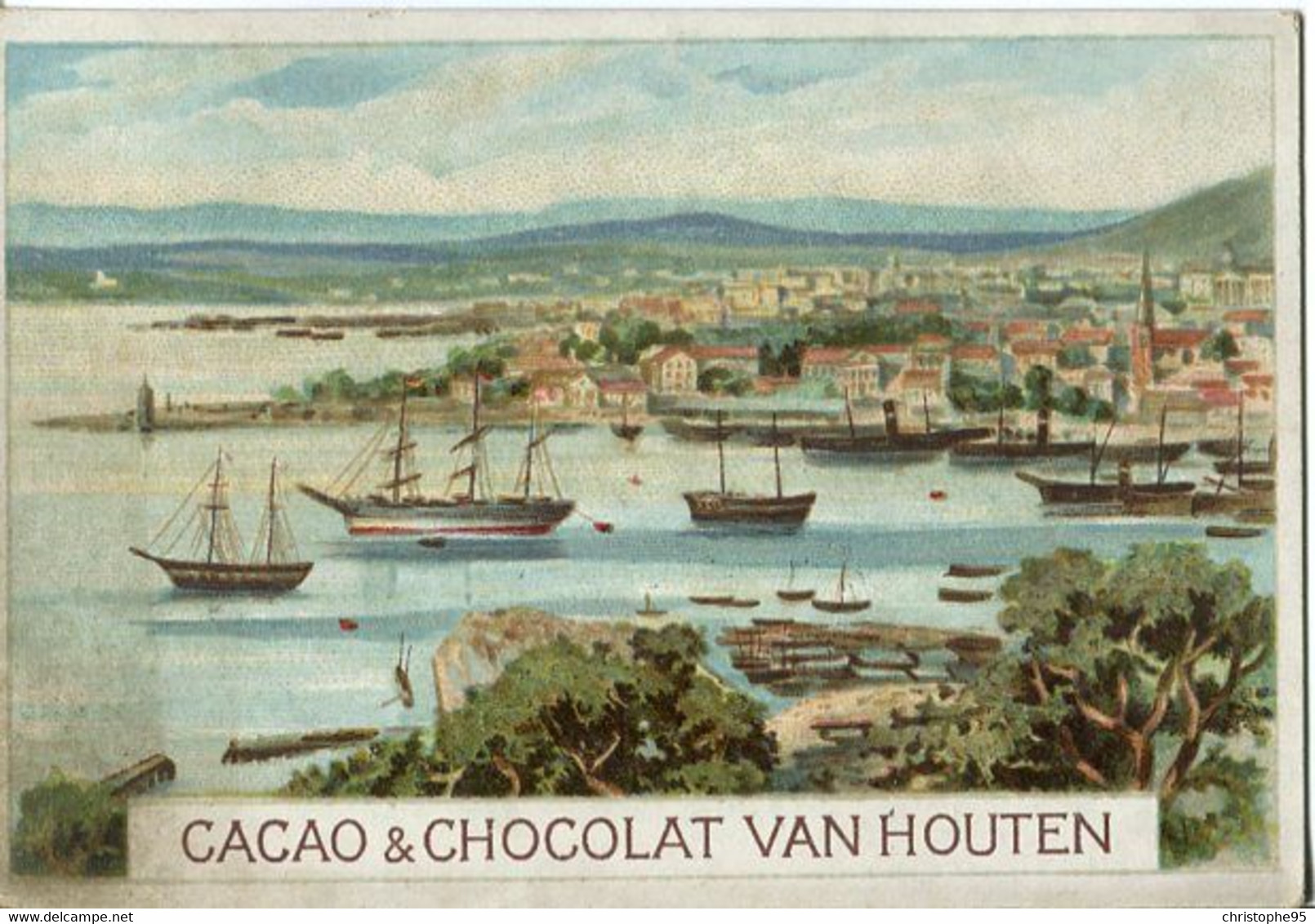 Chromos .n° 23373. Cacao Et Chocolat Van Houten. Le Port .bateaux . - Van Houten
