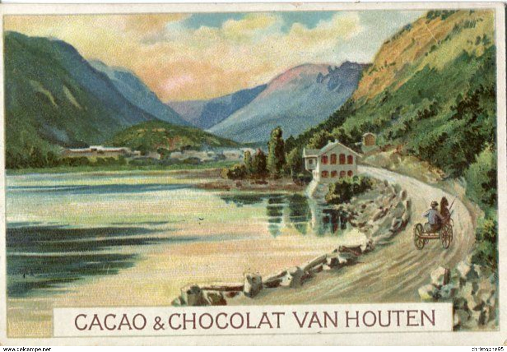 Chromos .n° 23378. Cacao Et Chocolat Van Houten. Paysage. Attelage . - Van Houten