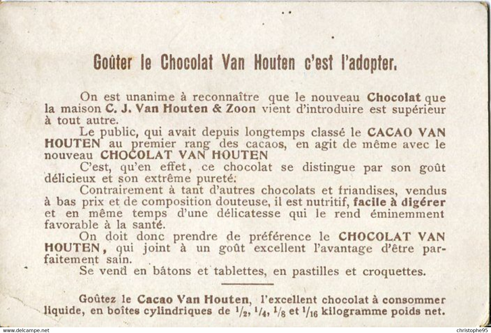 Chromos .n° 23382. Cacao Et Chocolat Van Houten. Le Detroit De Messine . - Van Houten