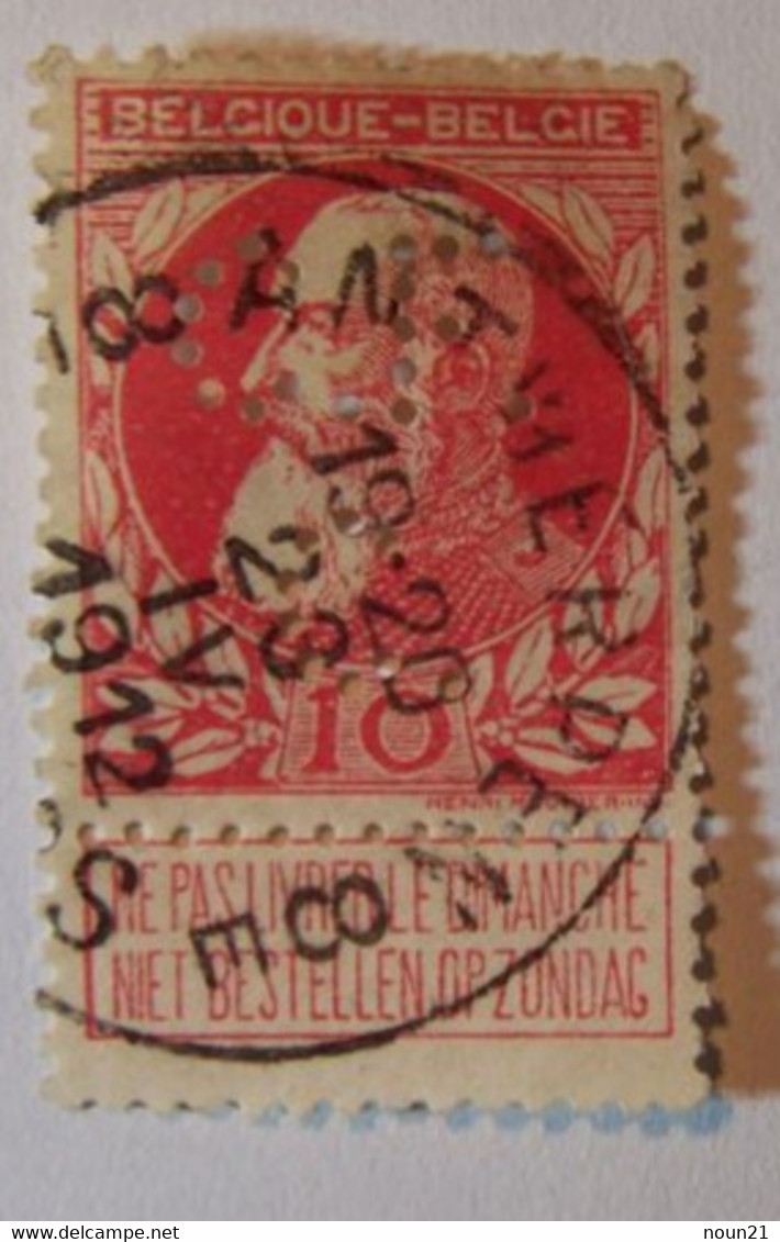 Belgique - 1905 - YT N° 74 -  Perforé Perfin C.F.C. - Oblitéré - Non Classés