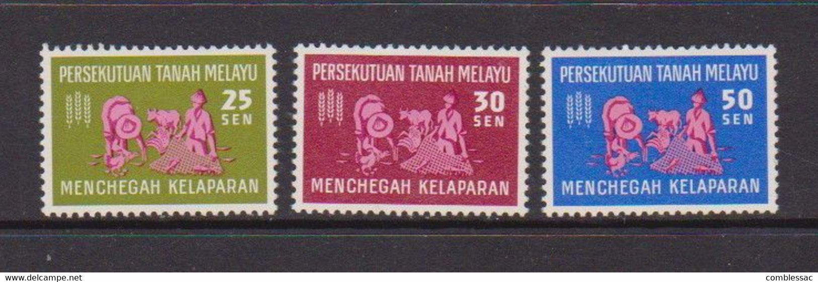 MALAYAN  FEDERATION    1963    Freedom  From  Hunger    Set  Of  3       MH - Federation Of Malaya