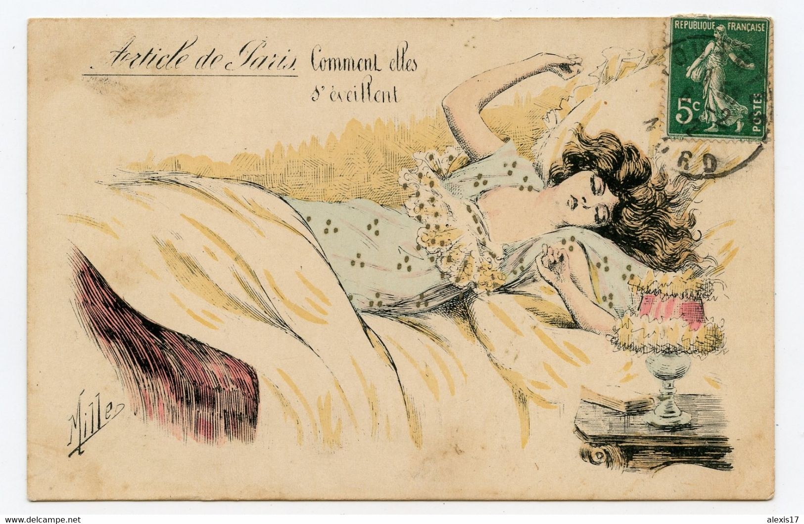 Illustrateur Mille. Article De Paris  "  Comment Elles S'éveillent   " Woman. Femme Au Lit. érotique. Erotic. - Mille