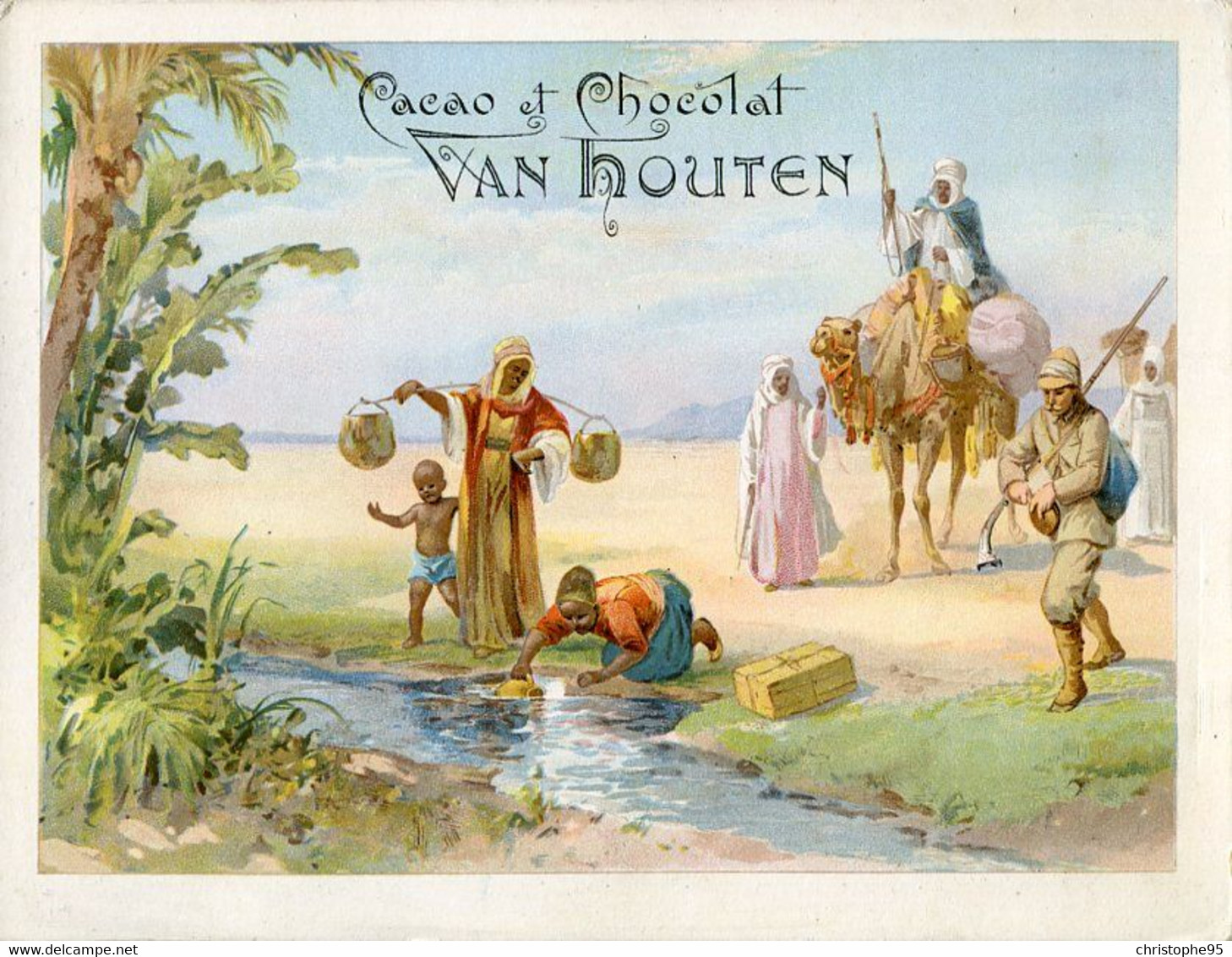 Chromos .n° 23392. Cacao Et Chocolat Van Houten. Remplissage Des Gourdes . - Van Houten