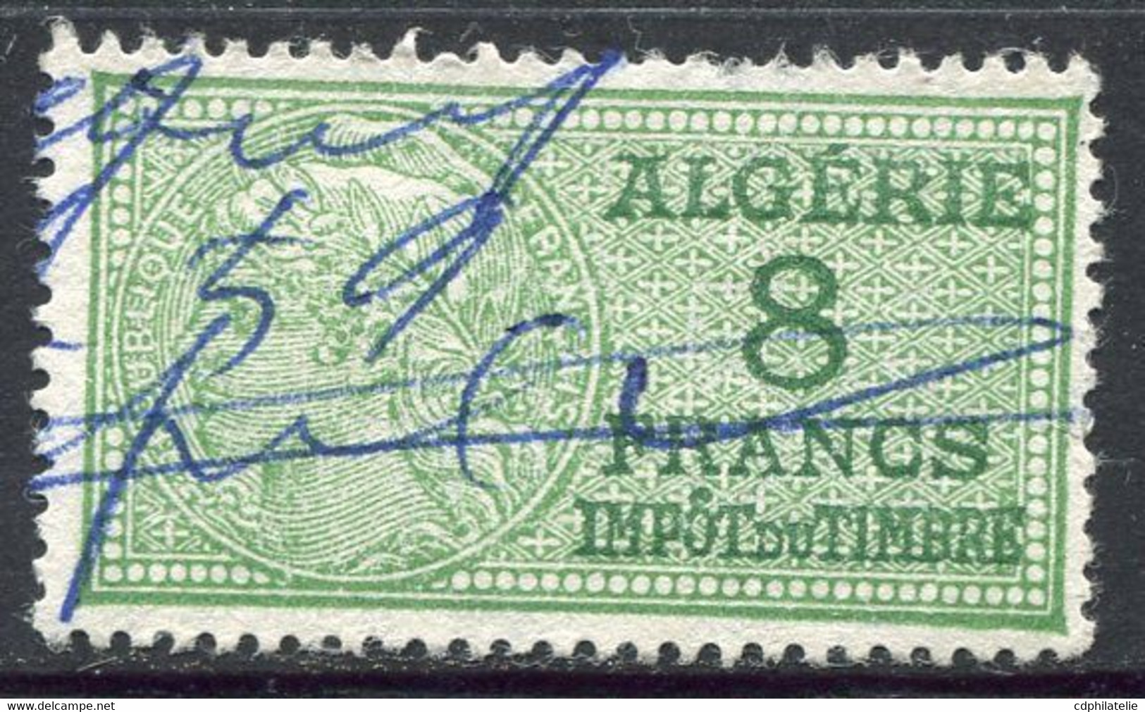 ALGERIE TIMBRE FISCAL OBLITERE  " ALGERIE  8 FRANCS IMPOT DU TIMBRE " - Used Stamps