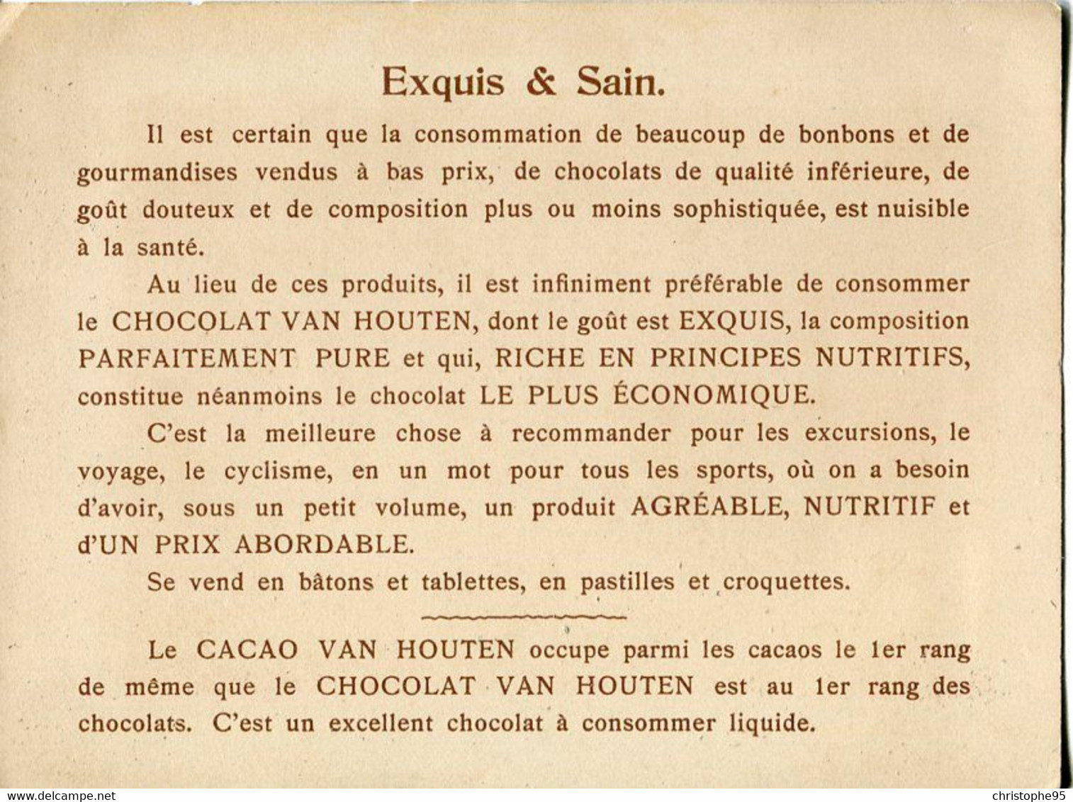 Chromos .n° 23399. Cacao Et Chocolat Van Houten.  Berger Et Ses Moutons . - Van Houten