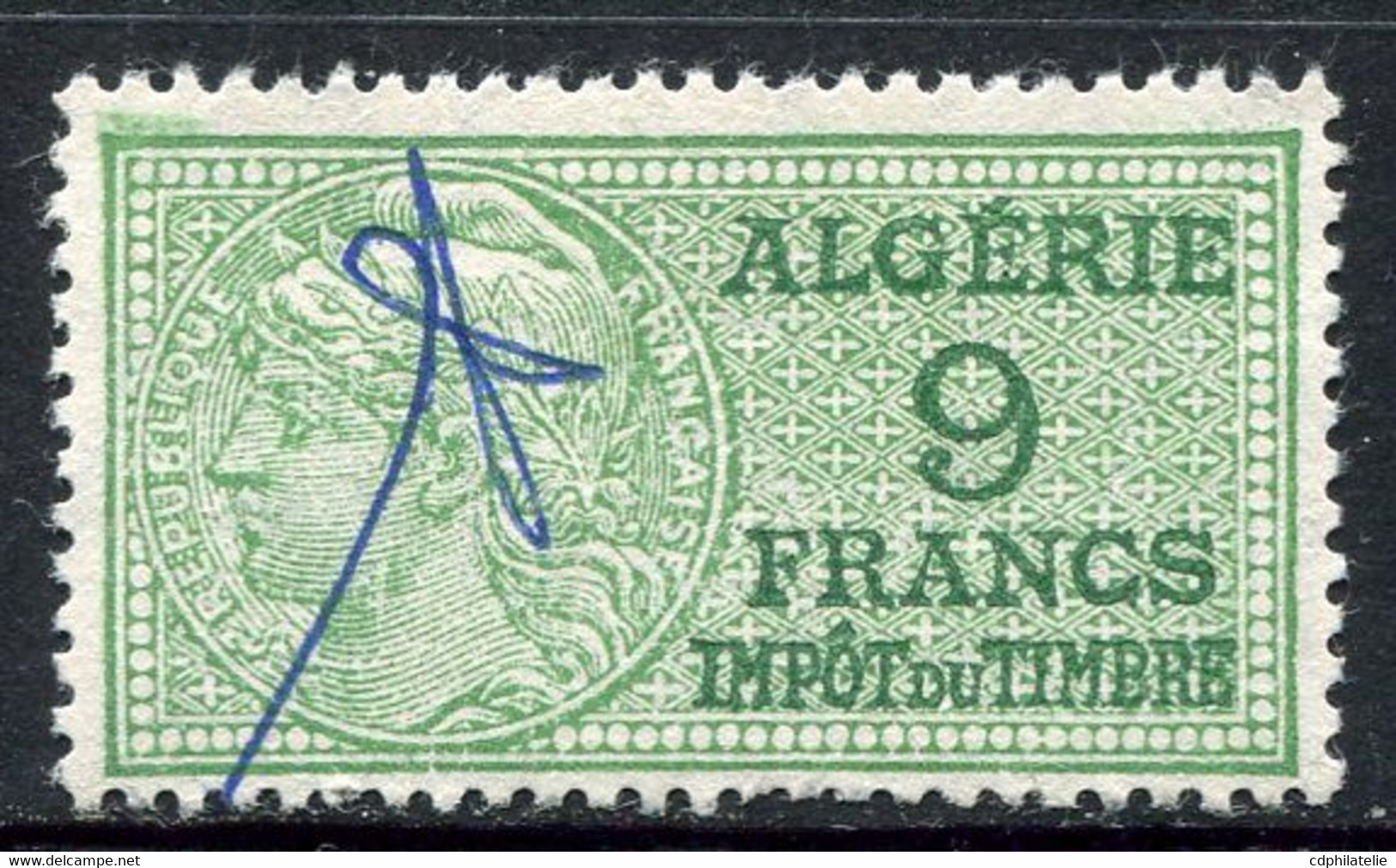ALGERIE TIMBRE FISCAL OBLITERE  " ALGERIE  9 FRANCS IMPOT DU TIMBRE " - Used Stamps