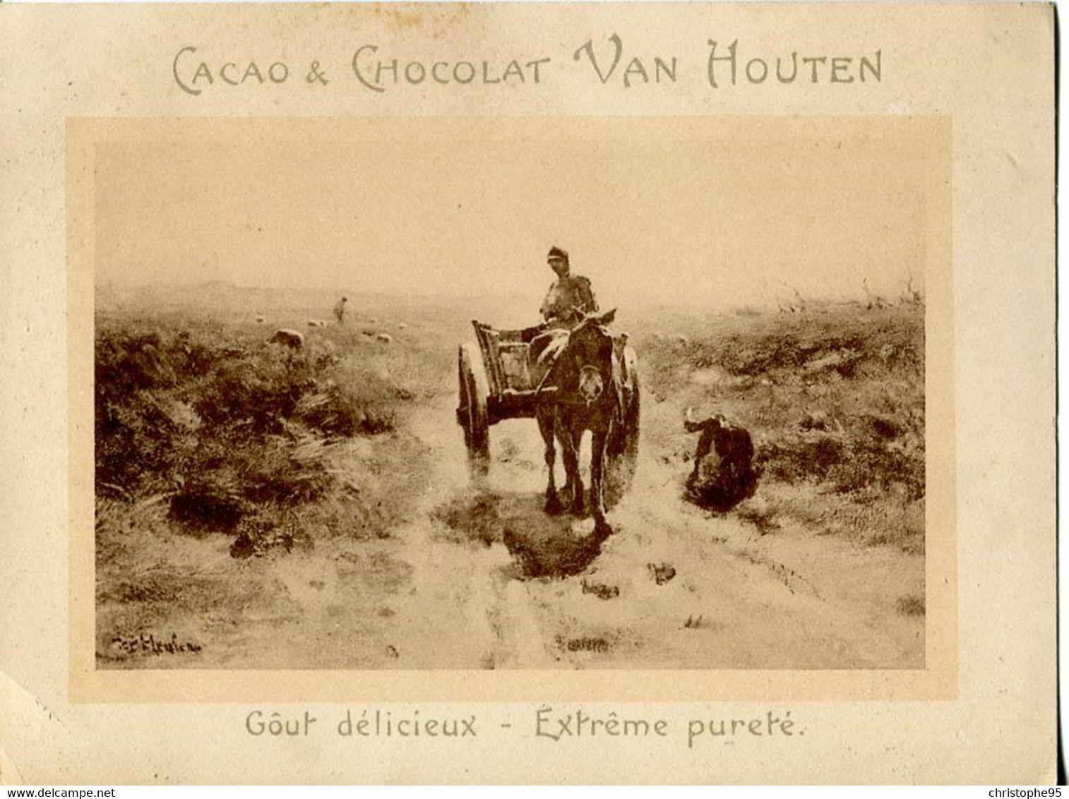 Chromos .n° 23402. Cacao Et Chocolat Van Houten.  Attelage. Chien . - Van Houten