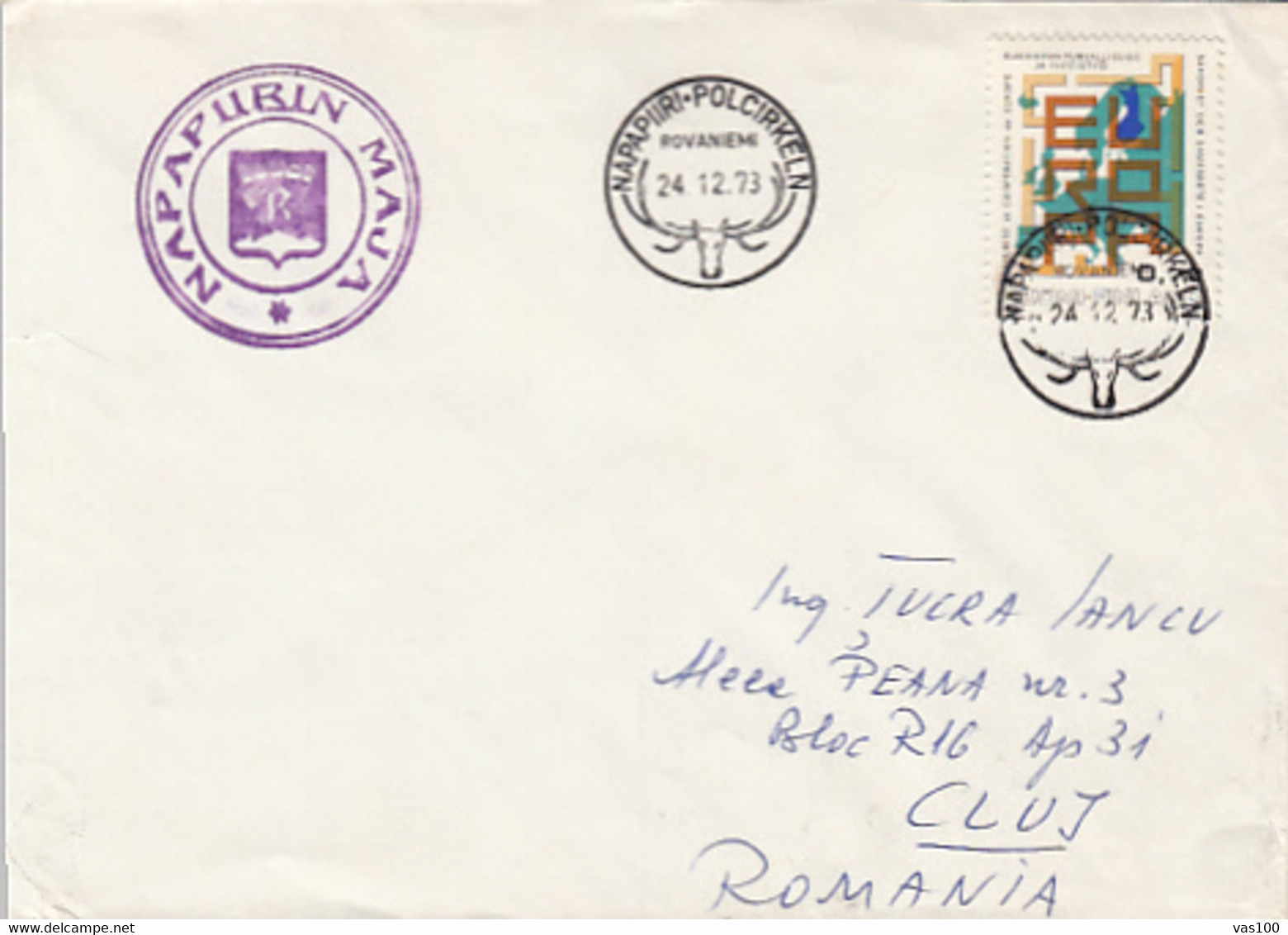 POLAR PHILATELY, SANTA CLAUS HOUSE IN ROVANIEMI, ARCTIC, SPECIAL POSTMARKS ON COVER, 1973. FINLAND - Events & Commemorations