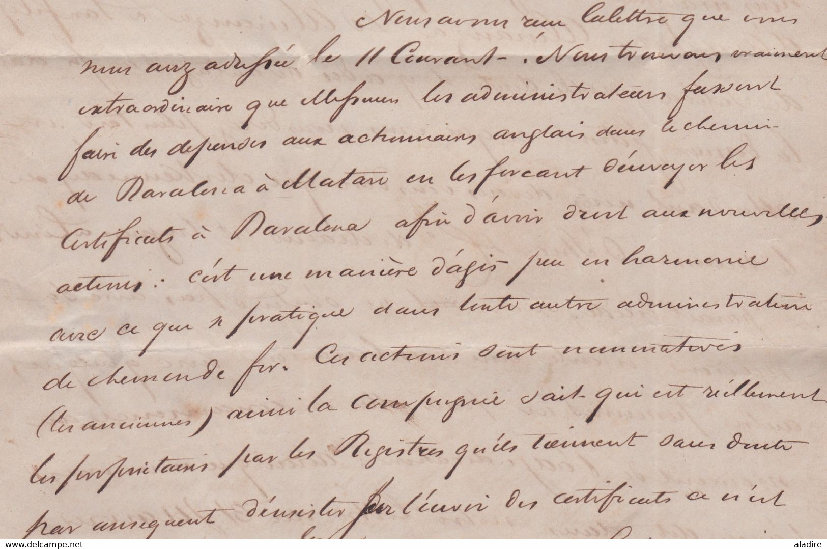 1852 - Lettre pliée avec corespondance de 3 p en français de London vers Barcelona Catalunya Espagne via France
