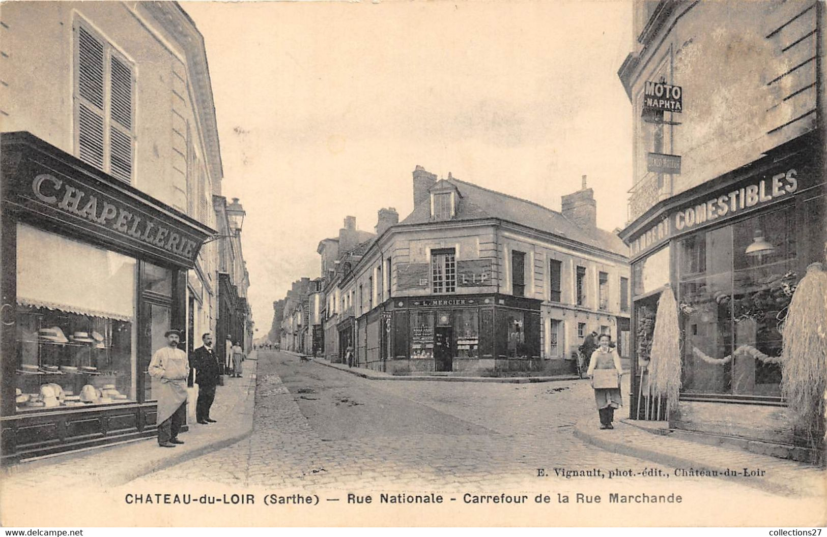 72-CHATEAU-SUR-LOIR- RUE NATIONALE , CARREFOUR DE LA RUE MARCHANDE - Chateau Du Loir