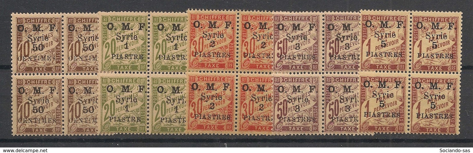 Syrie - 1921 - Taxe TT N°Yv. 9 à 13 - Série Complète En Blocs De 4 - Neuf Luxe ** / MNH / Postfrisch - Timbres-taxe