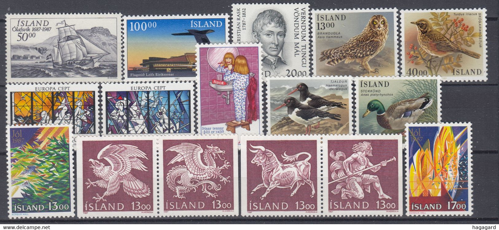 ++G2508. Iceland 1987. Year Set . AFA 662-78. Michel 664-79. MNH(**) - Full Years