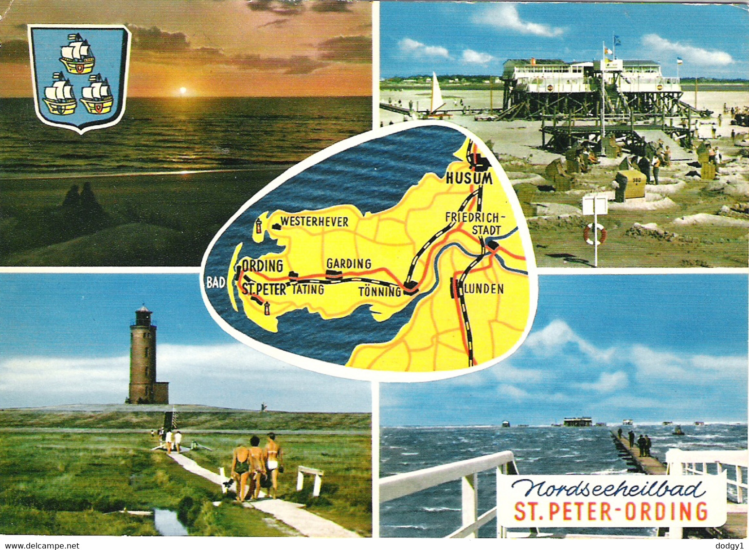 SCENES FROM ST. PETER-ORDING, GERMANY. Circa 1961 USED POSTCARD Ae7 - St. Peter-Ording