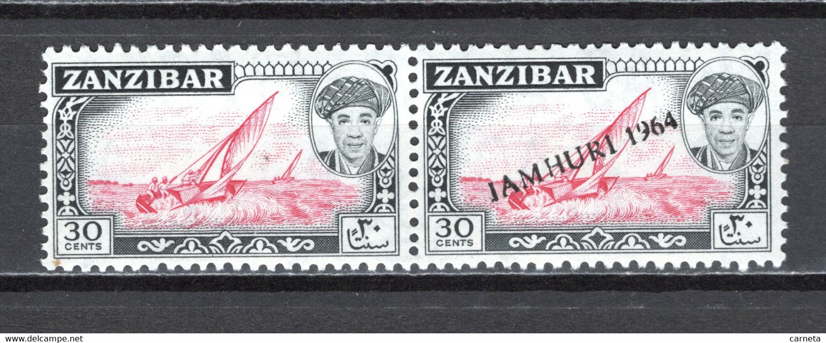 ZANZIBAR    N° 267 TENANT A 246 SURCHARGE TENANT A NON SURCHARGE     NEUFS SANS CHARNIERE   COTE  ? €  BATEAUX - Zanzibar (1963-1968)