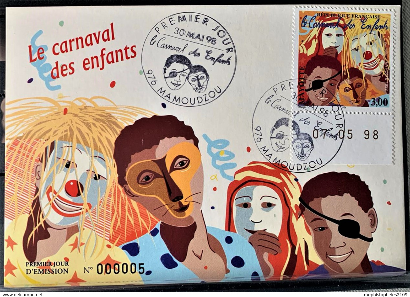 MAYOTTE 1998 - FDC Numéroté 000004 - Le Carnaval Des Enfants - Cartas & Documentos