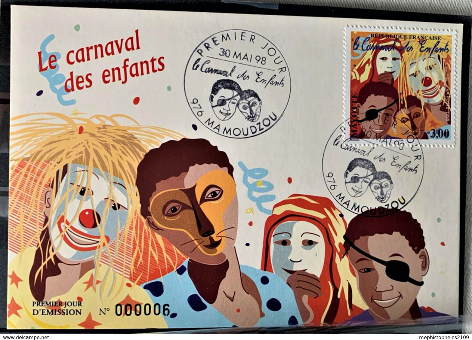 MAYOTTE 1998 - FDC Numéroté 000006 - Le Carnaval Des Enfants - Briefe U. Dokumente