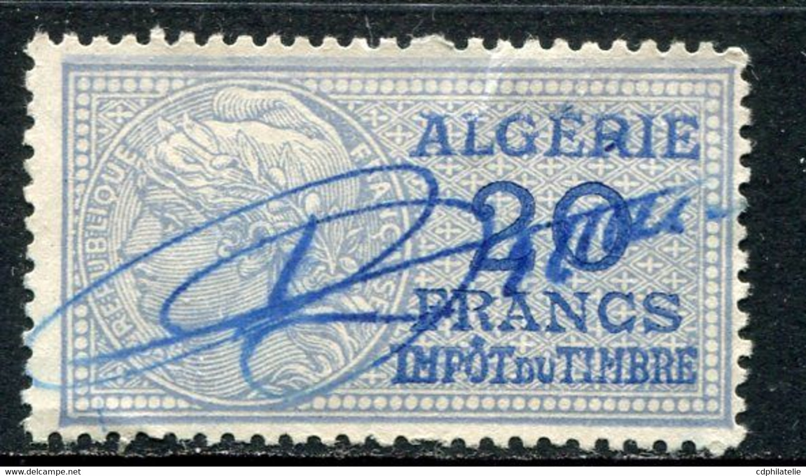 ALGERIE TIMBRE FISCAL OBLITERE  " ALGERIE  20 FRANCS IMPOT DU TIMBRE " - Used Stamps