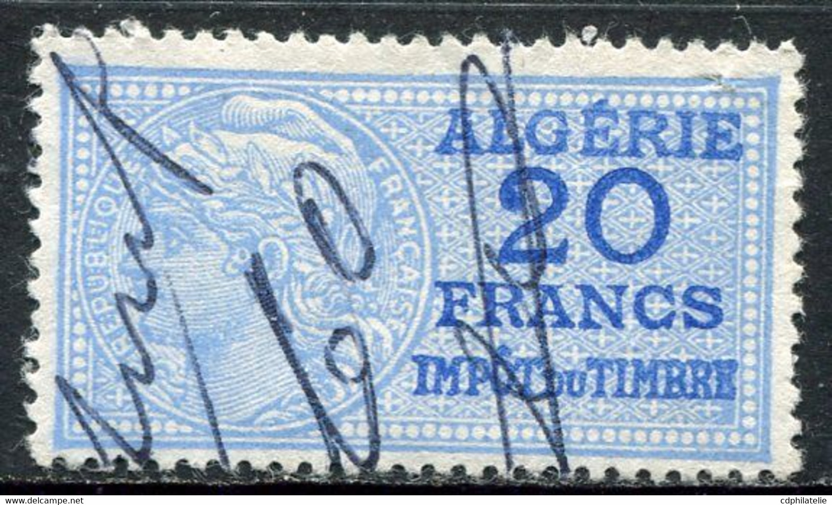 ALGERIE TIMBRE FISCAL OBLITERE  " ALGERIE  20 FRANCS IMPOT DU TIMBRE " - Used Stamps