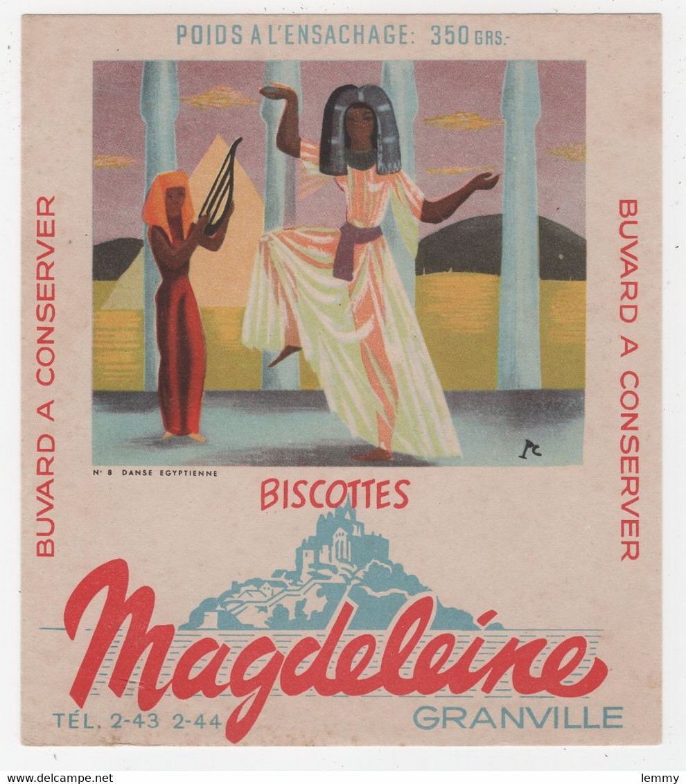 BUVARD - BISCOTTES  MAGDELEINE - DANSE ÉGYPTIENNE - Alimentaire