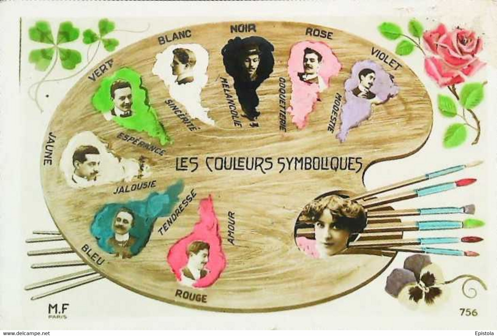 ►  CPA Palette Peinture Les Couleurs Symboliques Pinceaux - Artistes